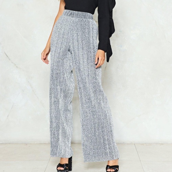 Nasty Gal Pants - Nasty Gal Silver Glitter Pants NWT